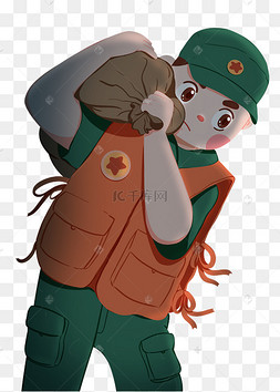 解放军背沙袋抗洪