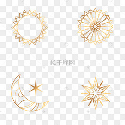 图腾下载 png下载psd金色星月底纹下载 png下载psd星月月牙符号底纹