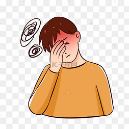 跪地上人物病号头晕头疼老年人疾病头疼头晕波普风人物头疼烦恼发愁头