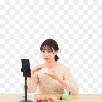 女主播人物直播卖彩妆