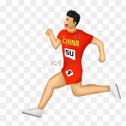 百米跨栏的男生卡通元素百米冲刺跑步简约漫画女生可爱人物冲刺百米