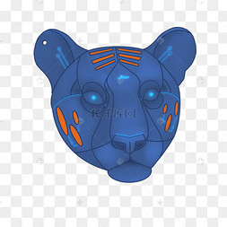 蓝色机械朋克老虎虎头