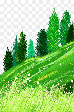 处暑风景树丛山坡草丛