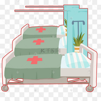 医院病房病床c4d场景背景图