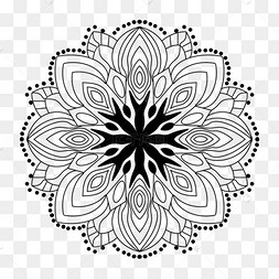 黑色素描印度花纹黑白万花筒