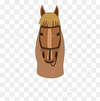 红棕色马头正面带马鞍剪贴画