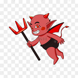 卡通恶魔小孩撒旦红色翅膀