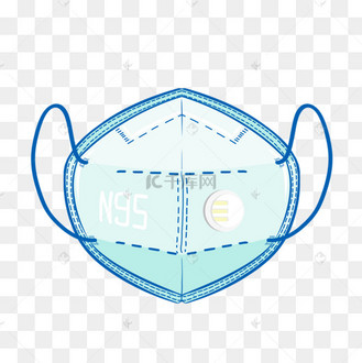 蓝绿色n95型医用防护口罩正面
