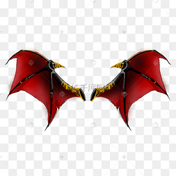 金色符文红色魔鬼恶魔翅膀