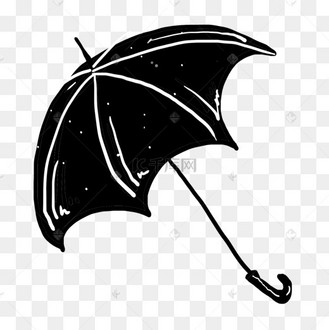 黑色手绘雨伞创意黑白单色涂鸦