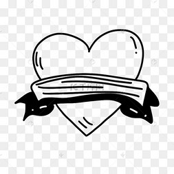 png下载psd斑点手绘简约创意黑白涂鸦心形下载 png下载psd线稿涂鸦