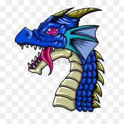 可爱蓝色鳞片卡通龙头纹身t恤图17