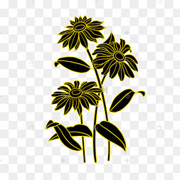 黑白效果剪影太阳花