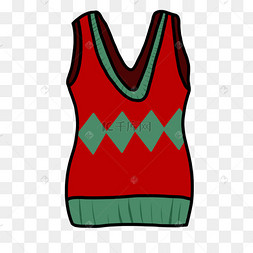 卡通红色的背心图标夏季卡通可爱甜美少女矢量手绘卡通人物红色背心