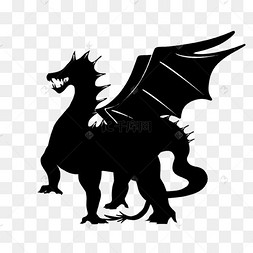 龙剪影黑色高大西方龙