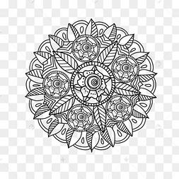 黑色线条曼海蒂图腾曼陀罗花纹图