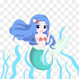 海洋可爱的戴珍珠的美人鱼