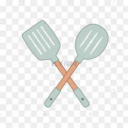 淡绿色可爱锅铲剪贴画