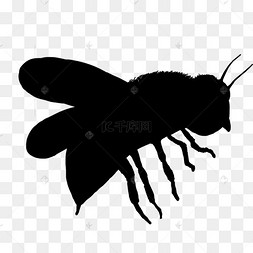 蜜蜂剪影飞行中黑色剪纸