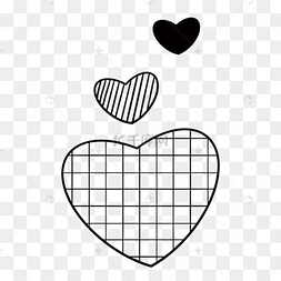 简约格子线条黑白涂鸦爱心