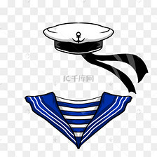 白色卡通水手帽