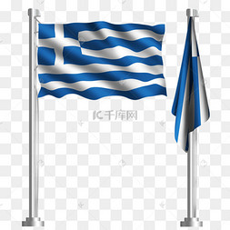 蓝十字条纹飘扬的希腊国旗
