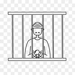 囚犯在牢房的简笔画图片