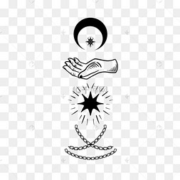 炼金术神秘主义手链条月亮六角星