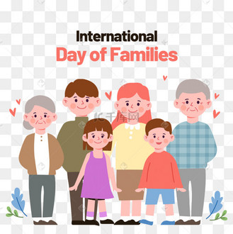 祖孙三代可爱卡通国际家庭日人物
