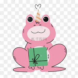 粉色可爱青蛙抽象线条动物涂鸦