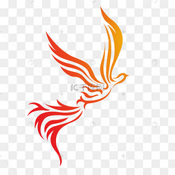 渐变色飞翔凤凰剪贴画