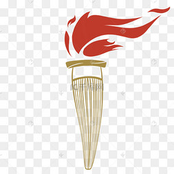 镂空飘动红色火焰火炬剪贴画
