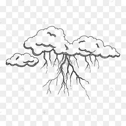 黑白素描闪电天气雕刻风格