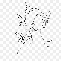 抽象艺术线条画蝴蝶人物