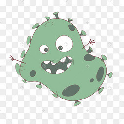 绿色卡通可爱病毒细菌微生物