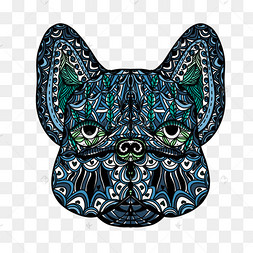 彩色狗狗肖像抽象线条禅绕画zentan
