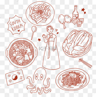 韩国旅游美食文化涂鸦