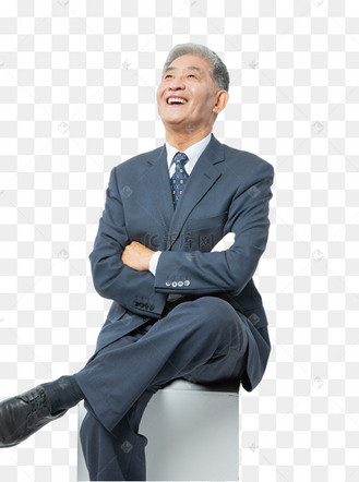 老年生活穿着西装的老爷爷坐着