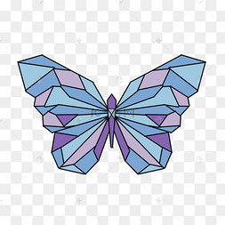 蓝紫色可爱立体几何蝴蝶