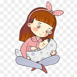 下载 png下载psd拿着小熊的婴儿插画下载 png下载eps抱着孩子的母亲
