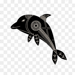 抽象风格海豚剪影花纹