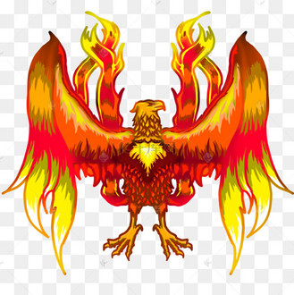 蹲姿翅膀微张火焰不死鸟剪贴画