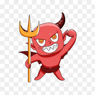 生气红色卡通恶魔小孩撒旦