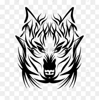 抽象创意狼头装饰艺术狼纹身图