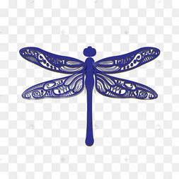 蓝色蜻蜓剪纸艺术