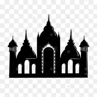 简易黑白景点建筑城堡剪影剪贴画