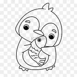歪脑袋企鹅剪贴画黑白