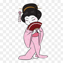 卡通可爱日本艺伎