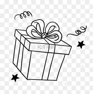 线稿生日涂鸦白色卡通礼盒