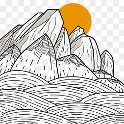 群山大海日出风景